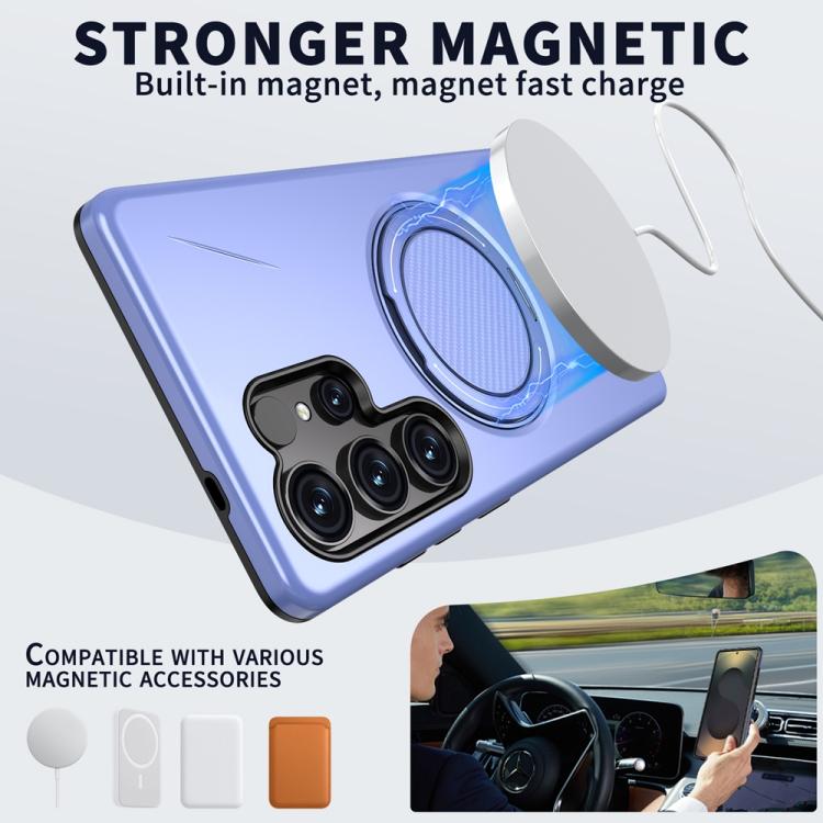 For Samsung Galaxy S23 Ultra 5G Metal Rotation Holder MagSafe TPU Hybrid PC Phone Case