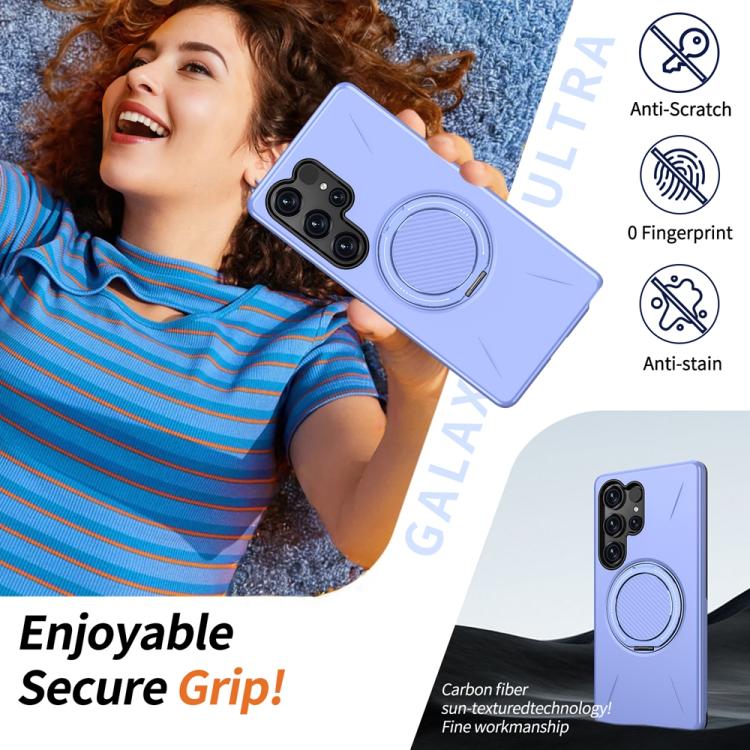 For Samsung Galaxy S23 5G Metal Rotation Holder MagSafe TPU Hybrid PC Phone Case
