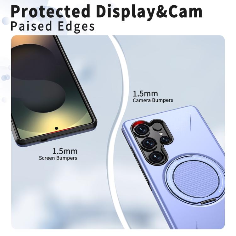 For Samsung Galaxy S23 5G Metal Rotation Holder MagSafe TPU Hybrid PC Phone Case