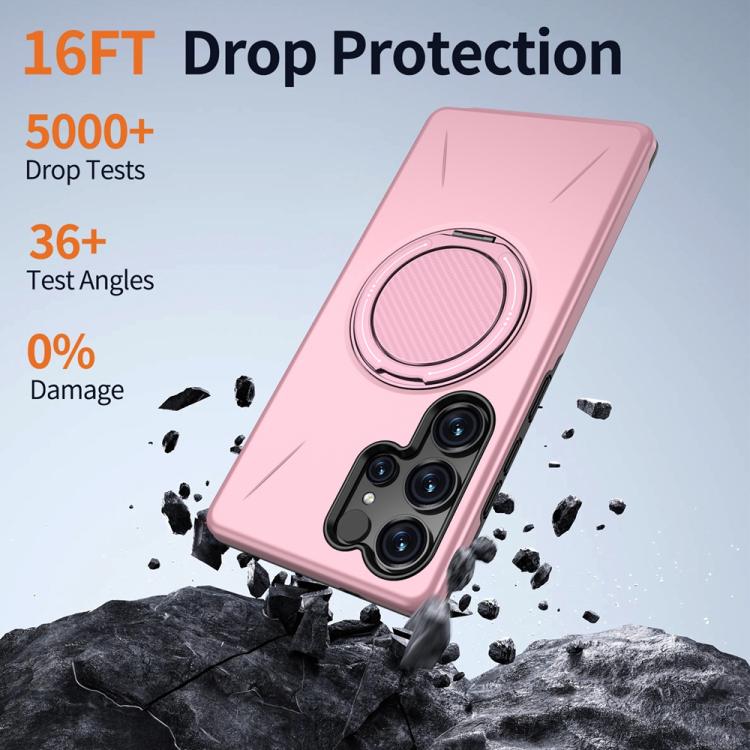 For Samsung Galaxy S23 5G Metal Rotation Holder MagSafe TPU Hybrid PC Phone Case