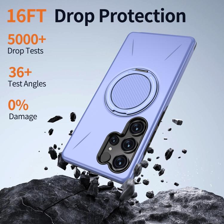 For Samsung Galaxy S23 FE 5G Metal Rotation Holder MagSafe TPU Hybrid PC Phone Case