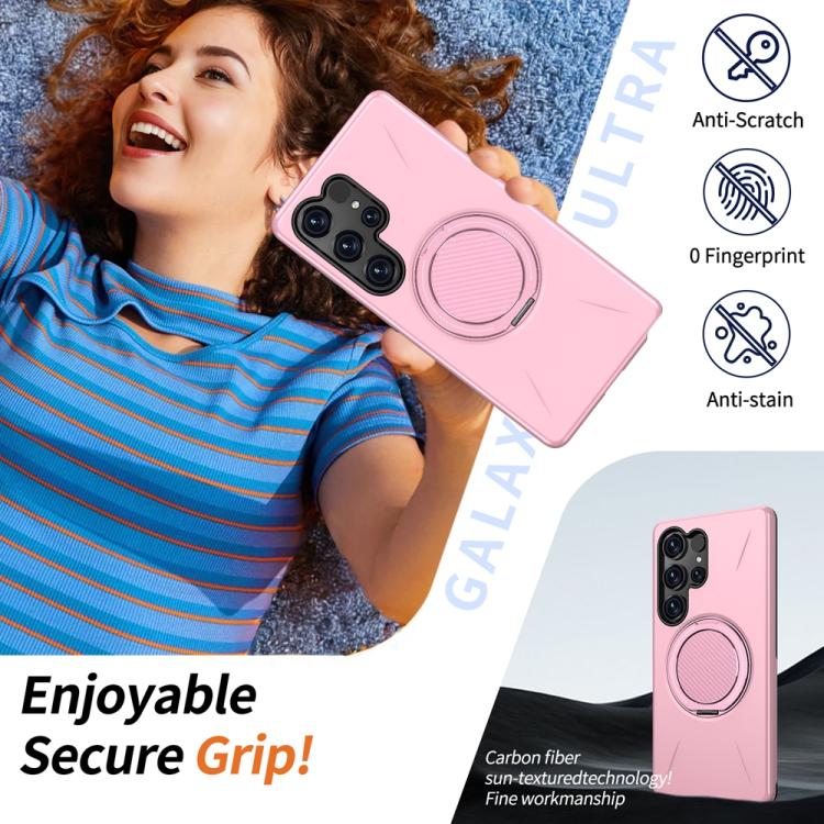 For Samsung Galaxy S23 FE 5G Metal Rotation Holder MagSafe TPU Hybrid PC Phone Case