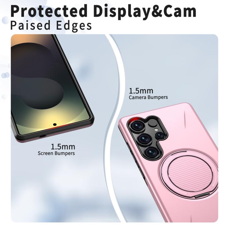 For Samsung Galaxy S23 FE 5G Metal Rotation Holder MagSafe TPU Hybrid PC Phone Case