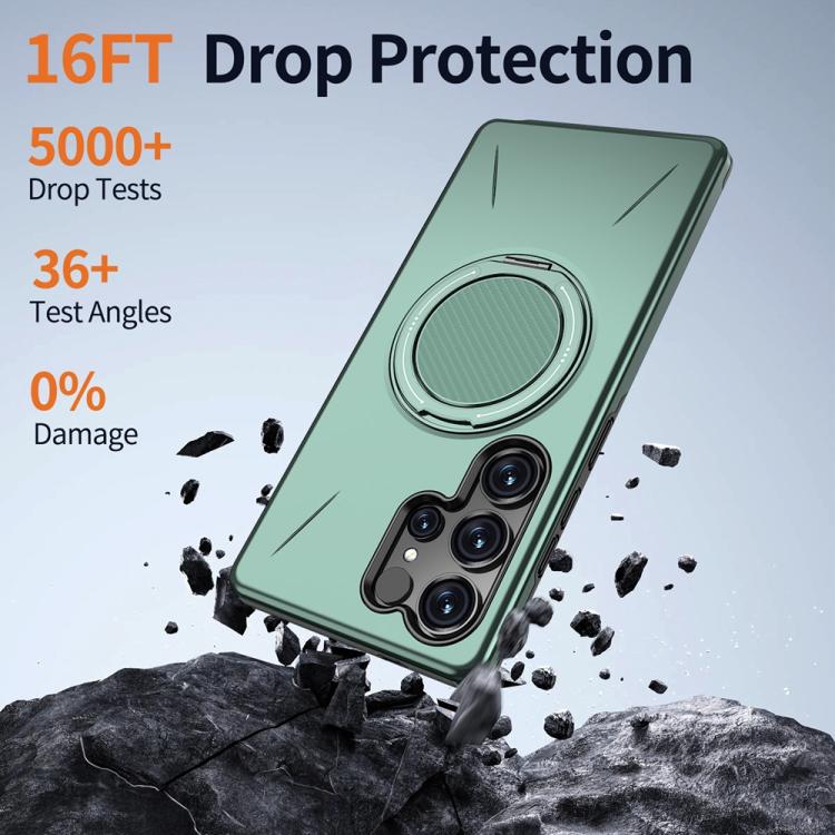 For Samsung Galaxy S23 FE 5G Metal Rotation Holder MagSafe TPU Hybrid PC Phone Case