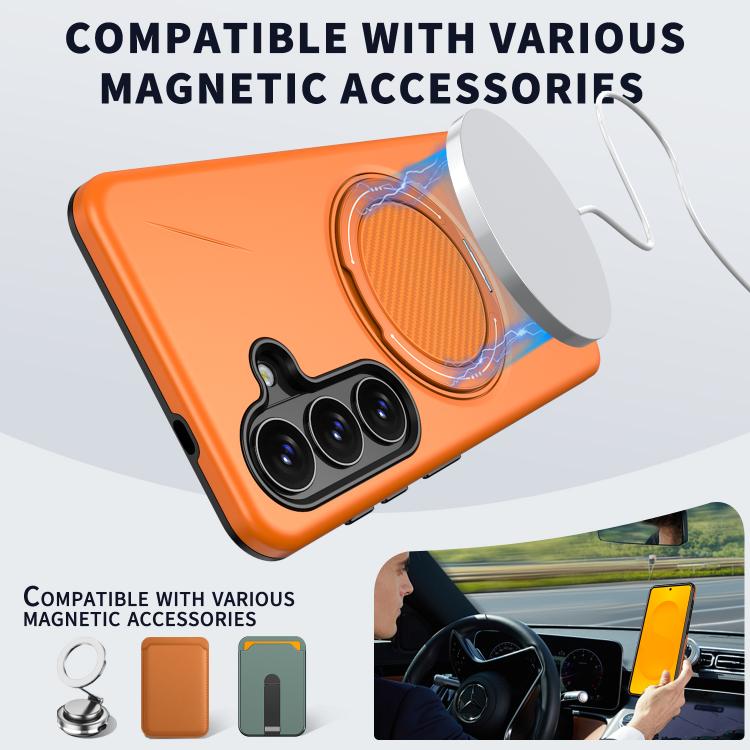 For Samsung Galaxy S26 5G Metal Rotation Holder MagSafe TPU Hybrid PC Phone Case