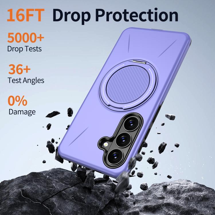 For Samsung Galaxy S26 5G Metal Rotation Holder MagSafe TPU Hybrid PC Phone Case