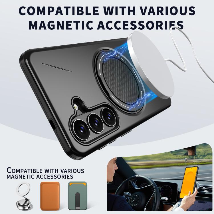 For Samsung Galaxy S26 5G Metal Rotation Holder MagSafe TPU Hybrid PC Phone Case