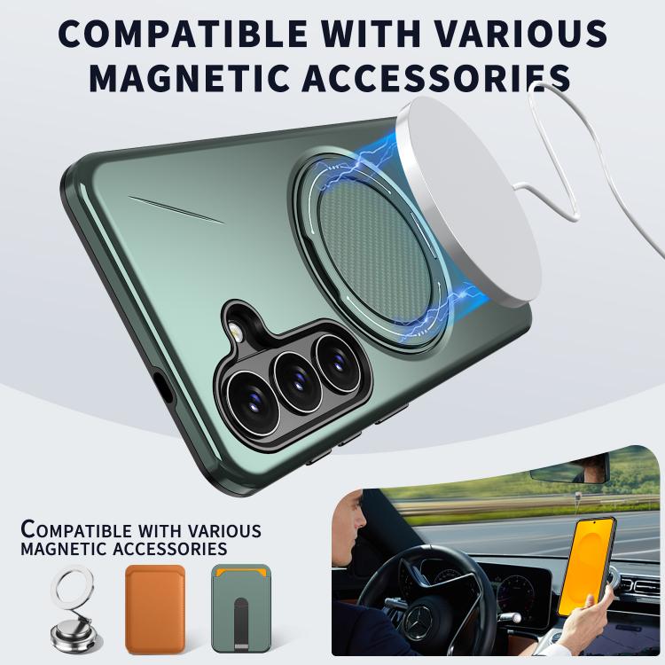 For Samsung Galaxy S26 5G Metal Rotation Holder MagSafe TPU Hybrid PC Phone Case