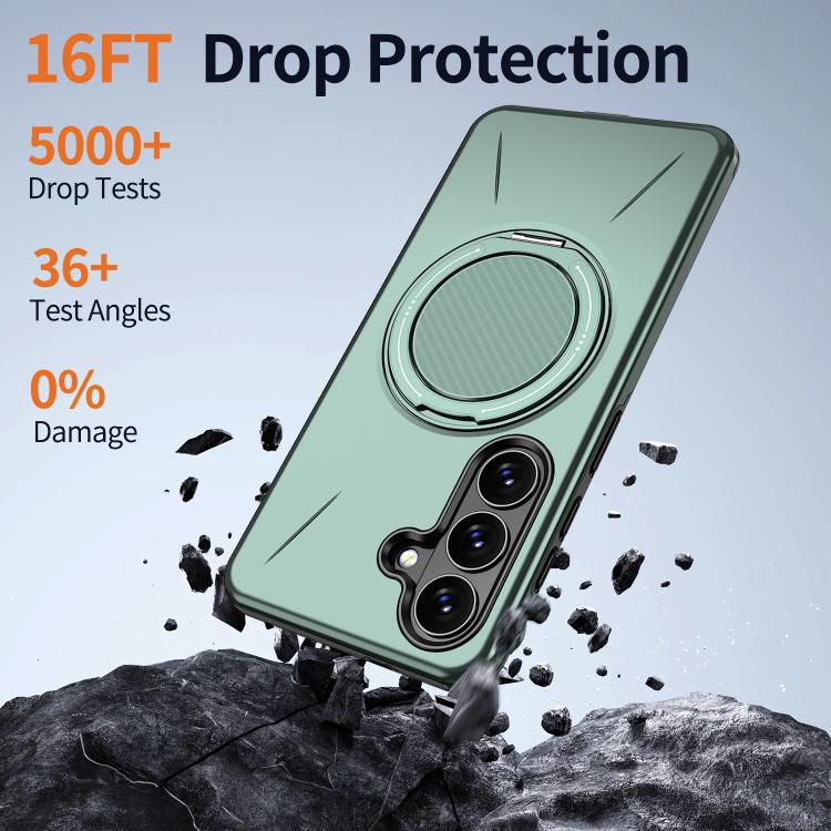 For Samsung Galaxy S26 5G Metal Rotation Holder MagSafe TPU Hybrid PC Phone Case