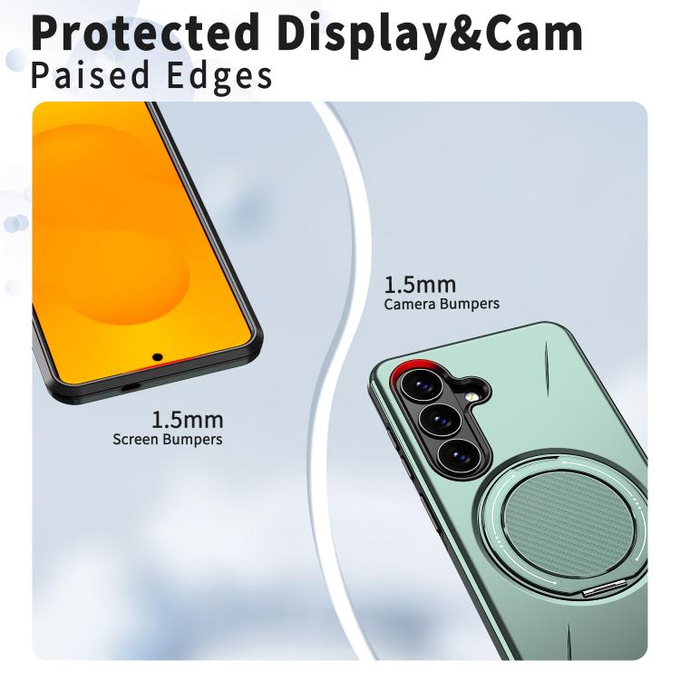 For Samsung Galaxy S26 5G Metal Rotation Holder MagSafe TPU Hybrid PC Phone Case