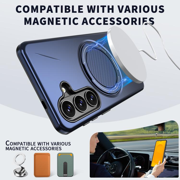 For Samsung Galaxy S26 5G Metal Rotation Holder MagSafe TPU Hybrid PC Phone Case