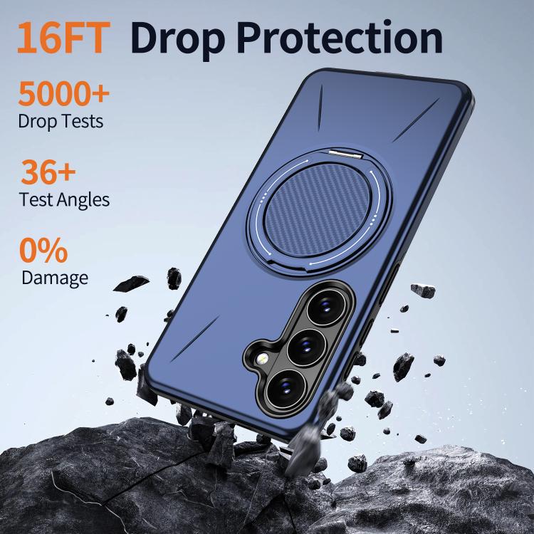 For Samsung Galaxy S26 5G Metal Rotation Holder MagSafe TPU Hybrid PC Phone Case