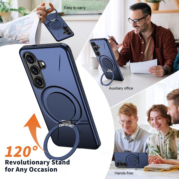 For Samsung Galaxy S26 5G Metal Rotation Holder MagSafe TPU Hybrid PC Phone Case