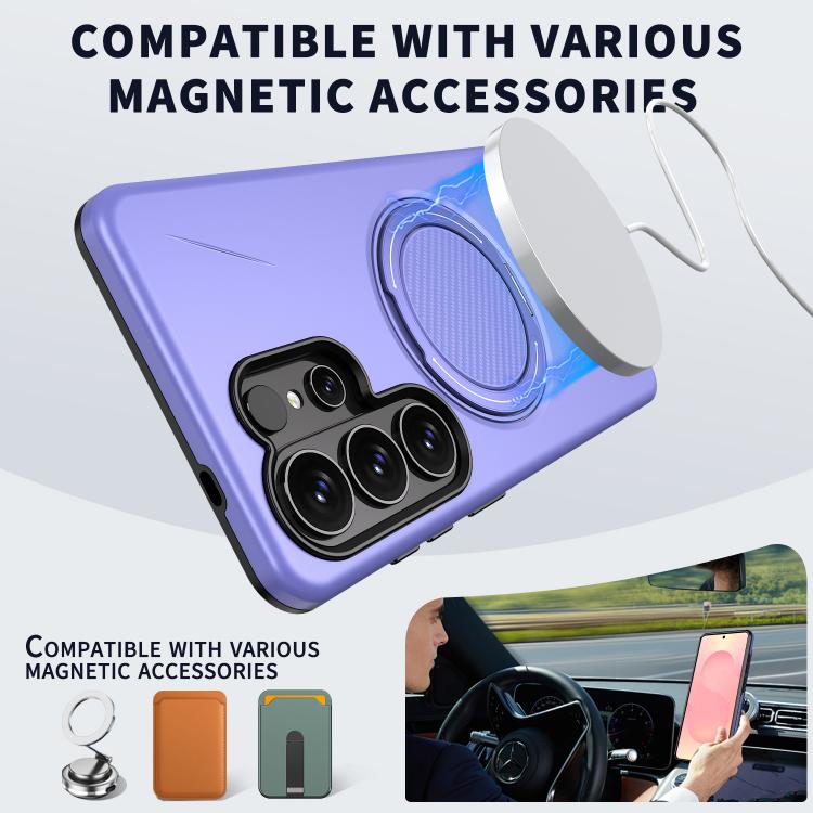 For Samsung Galaxy S26 Ultra 5G Metal Rotation Holder MagSafe TPU Hybrid PC Phone Case
