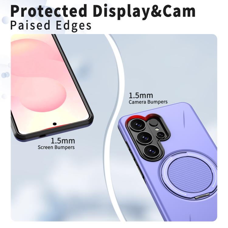 For Samsung Galaxy S26 Ultra 5G Metal Rotation Holder MagSafe TPU Hybrid PC Phone Case