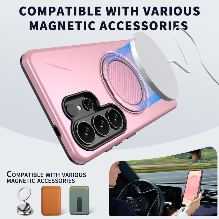 For Samsung Galaxy S26 Ultra 5G Metal Rotation Holder MagSafe TPU Hybrid PC Phone Case
