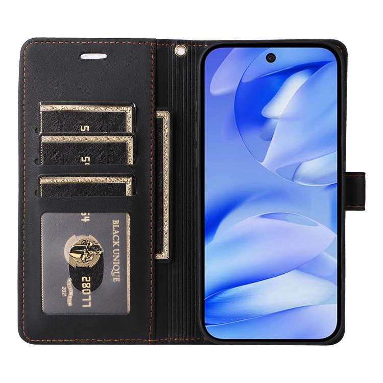 For Google Pixel 9a Six Card Slots Buckle Leather Phone Case with Lanyard