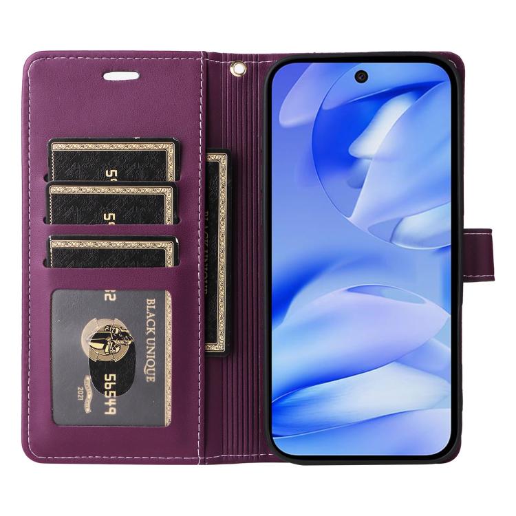 For Google Pixel 9a Six Card Slots Buckle Leather Phone Case with Lanyard