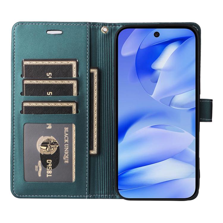 For Google Pixel 9a Six Card Slots Buckle Leather Phone Case with Lanyard