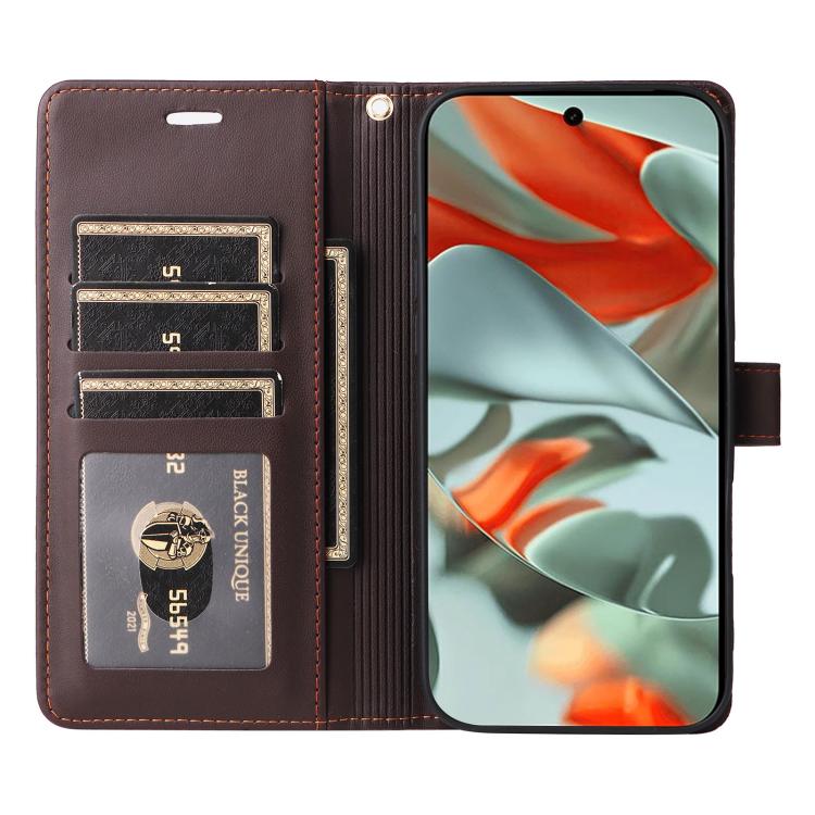 For Google Pixel 9 Pro XL / 10 Pro XL Six Card Slots Buckle Leather Phone Case with Lanyard