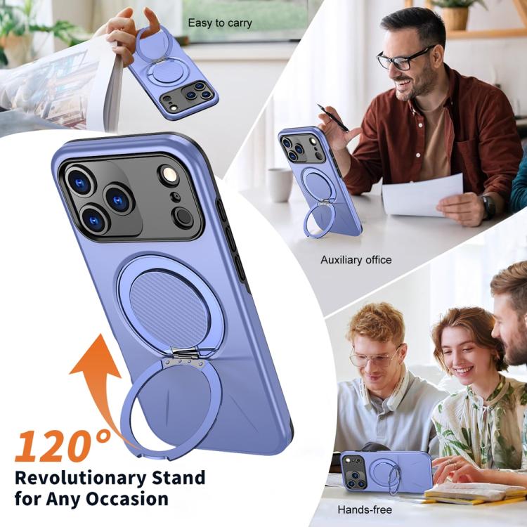 For iPhone 17 Pro Max Metal Rotation Holder MagSafe TPU Hybrid PC Phone Case