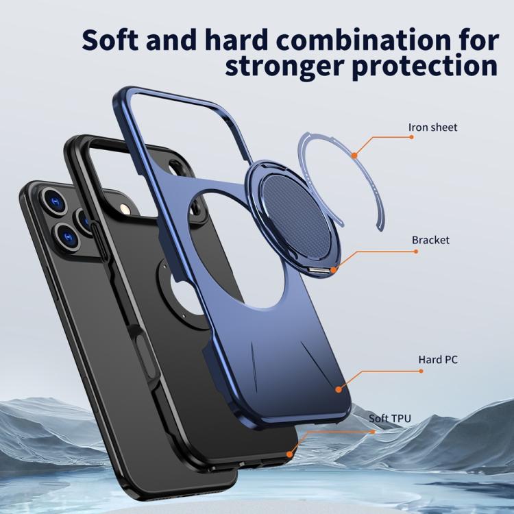 For iPhone 17 Pro Max Metal Rotation Holder MagSafe TPU Hybrid PC Phone Case