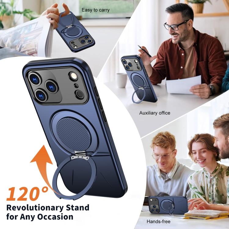 For iPhone 17 Pro Max Metal Rotation Holder MagSafe TPU Hybrid PC Phone Case