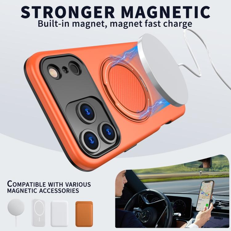 For iPhone 17 Pro Metal Rotation Holder MagSafe TPU Hybrid PC Phone Case