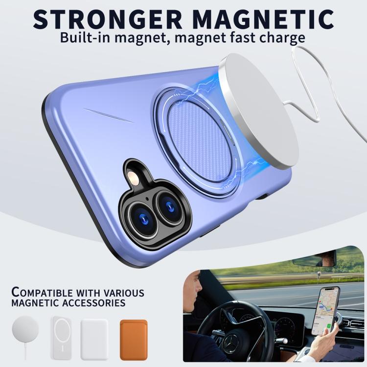 For iPhone 17 Metal Rotation Holder MagSafe TPU Hybrid PC Phone Case