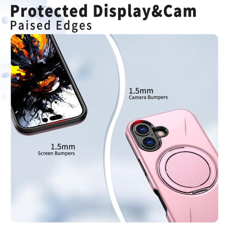 For iPhone 17 Metal Rotation Holder MagSafe TPU Hybrid PC Phone Case