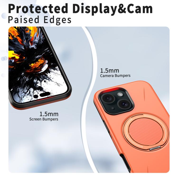 For iPhone 14 Plus Metal Rotation Holder MagSafe TPU Hybrid PC Phone Case
