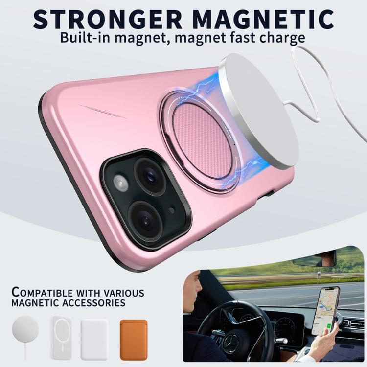 For iPhone 14 Plus Metal Rotation Holder MagSafe TPU Hybrid PC Phone Case