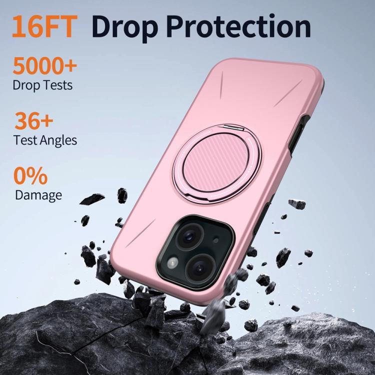 For iPhone 14 Plus Metal Rotation Holder MagSafe TPU Hybrid PC Phone Case