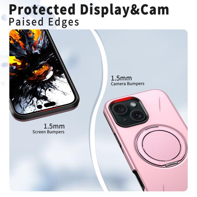 For iPhone 14 Plus Metal Rotation Holder MagSafe TPU Hybrid PC Phone Case