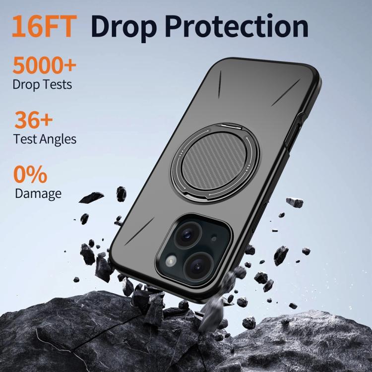 For iPhone 14 Plus Metal Rotation Holder MagSafe TPU Hybrid PC Phone Case