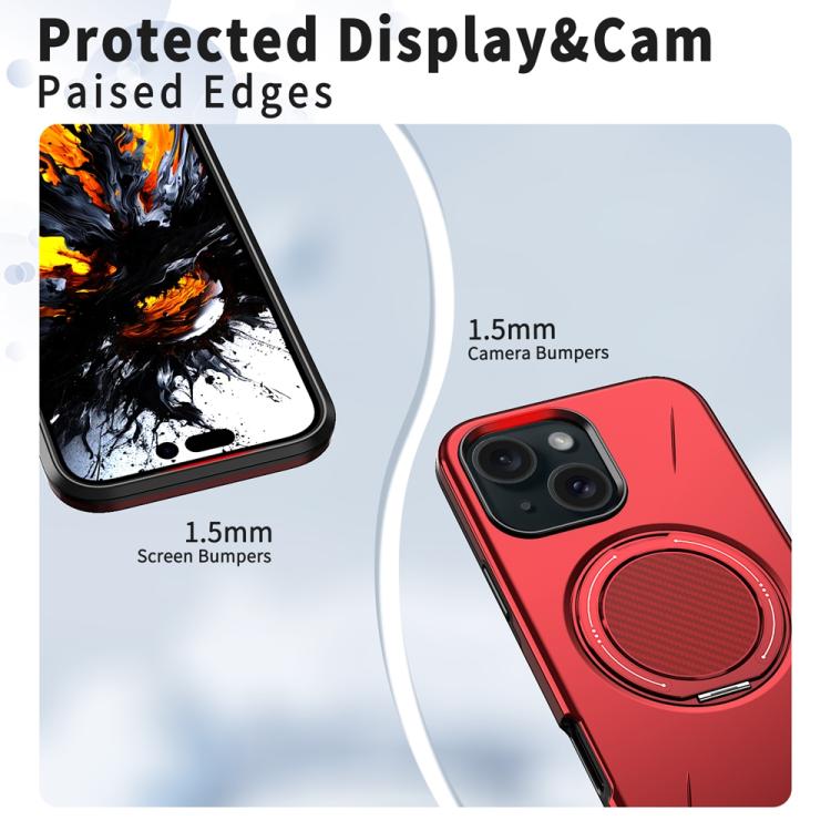 For iPhone 14 Plus Metal Rotation Holder MagSafe TPU Hybrid PC Phone Case