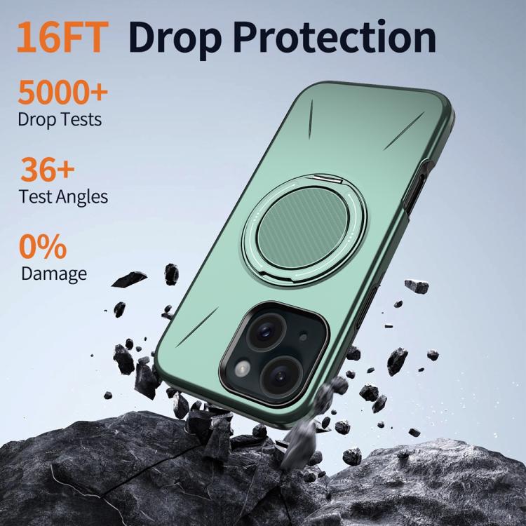 For iPhone 14 Plus Metal Rotation Holder MagSafe TPU Hybrid PC Phone Case