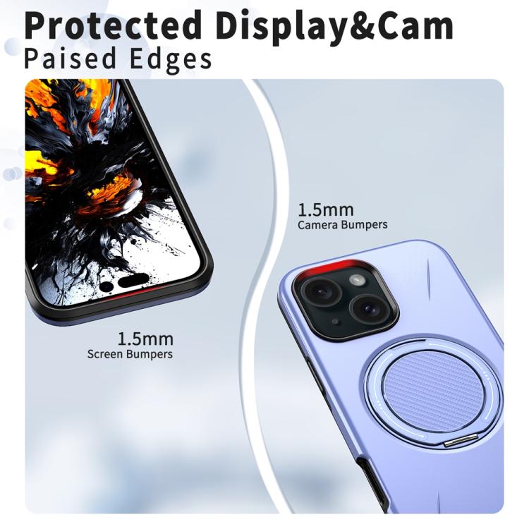 For iPhone 14 Metal Rotation Holder MagSafe TPU Hybrid PC Phone Case