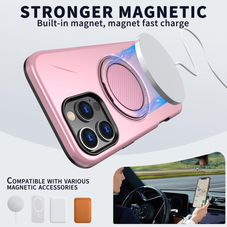 For iPhone 13 Pro Max Metal Rotation Holder MagSafe TPU Hybrid PC Phone Case