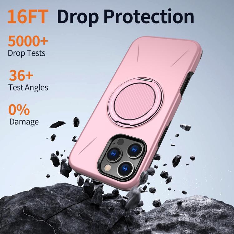 For iPhone 13 Pro Max Metal Rotation Holder MagSafe TPU Hybrid PC Phone Case