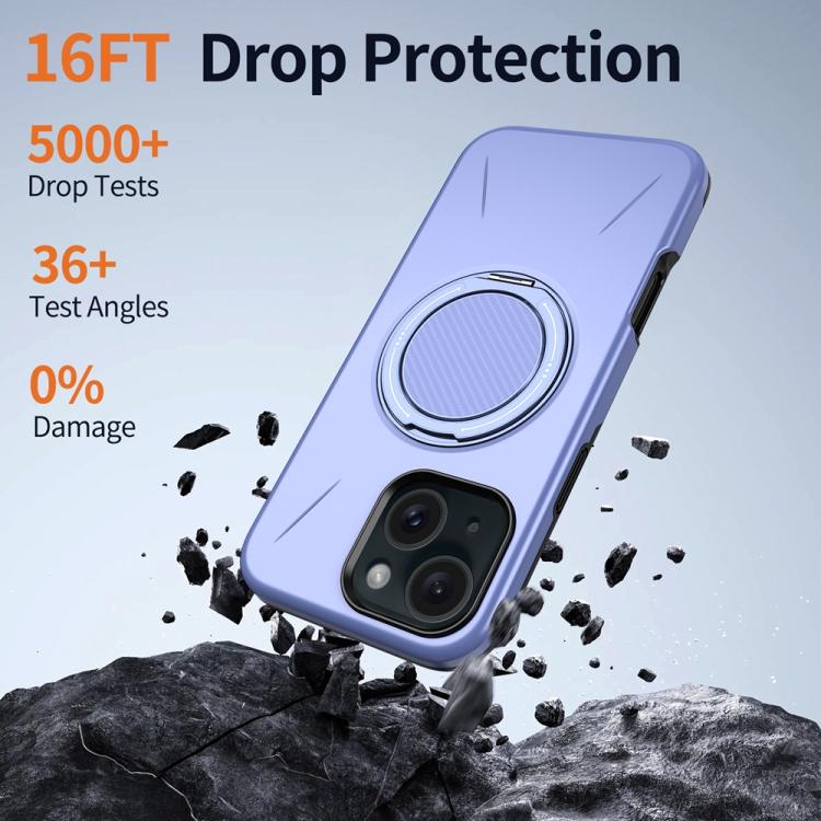 For iPhone 13 Metal Rotation Holder MagSafe TPU Hybrid PC Phone Case