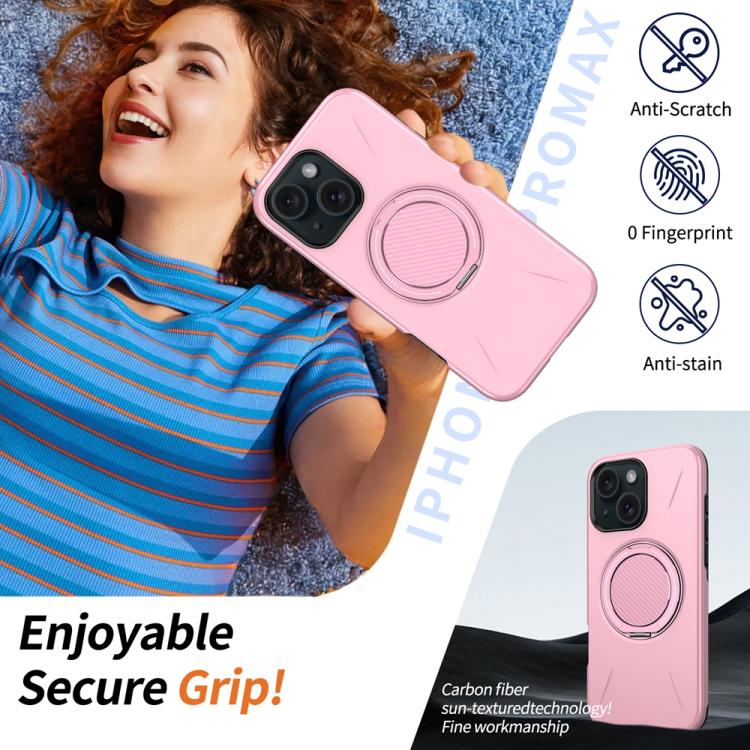 For iPhone 13 Metal Rotation Holder MagSafe TPU Hybrid PC Phone Case