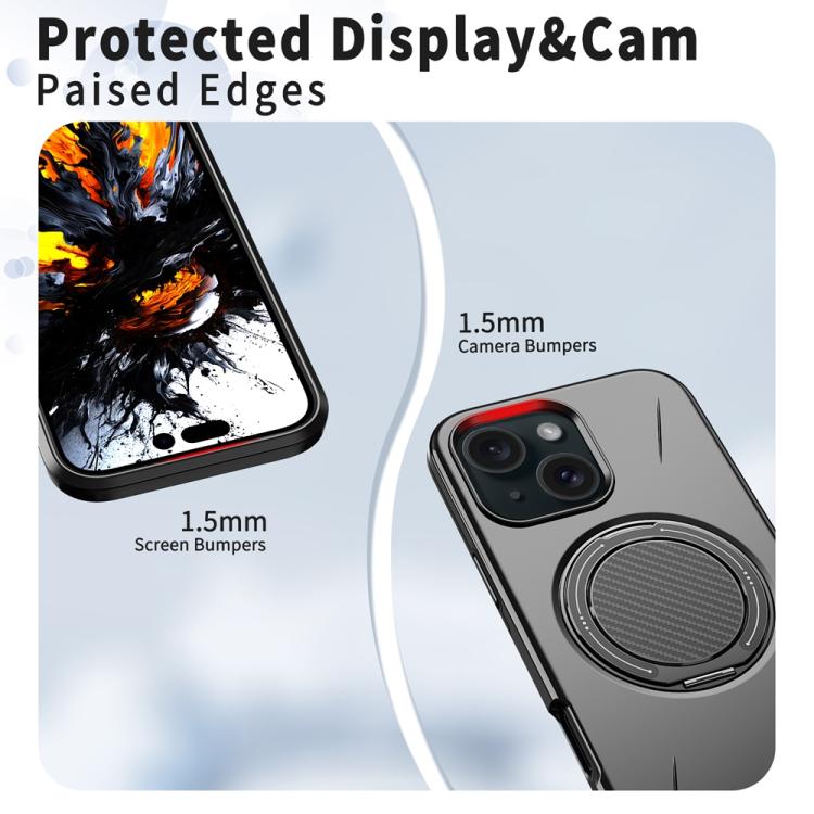 For iPhone 13 Metal Rotation Holder MagSafe TPU Hybrid PC Phone Case