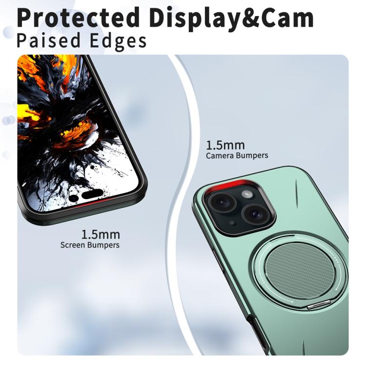 For iPhone 13 Metal Rotation Holder MagSafe TPU Hybrid PC Phone Case