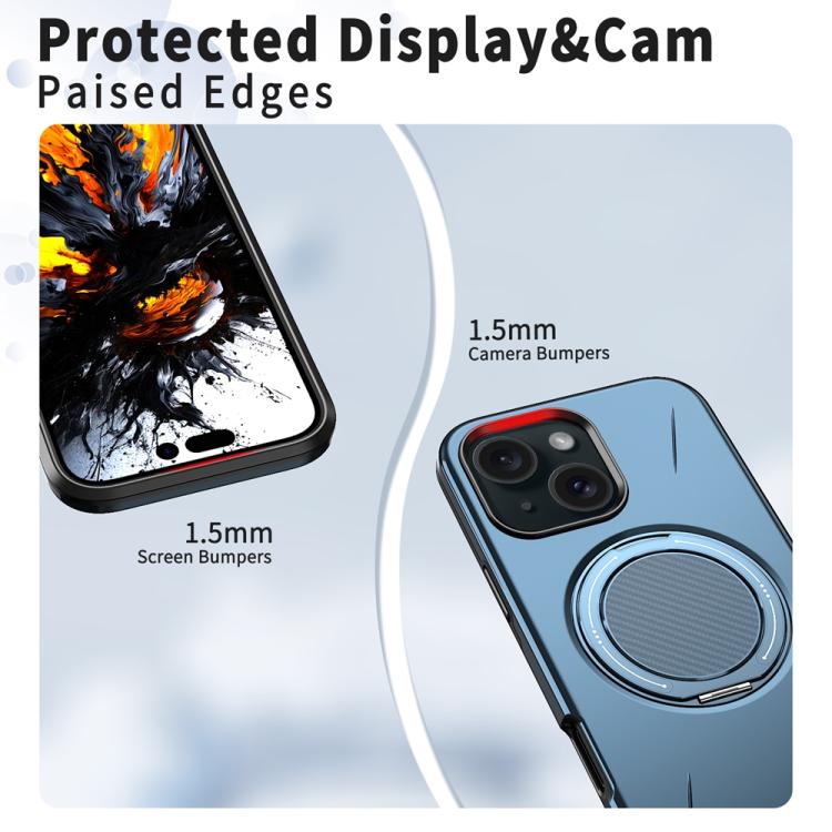 For iPhone 13 Metal Rotation Holder MagSafe TPU Hybrid PC Phone Case