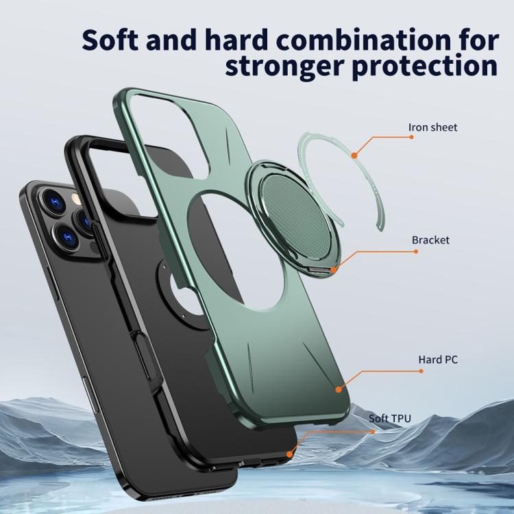 For iPhone 12 Pro Max Metal Rotation Holder MagSafe TPU Hybrid PC Phone Case