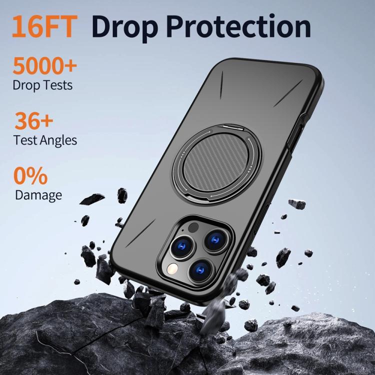 For iPhone 12 Metal Rotation Holder MagSafe TPU Hybrid PC Phone Case