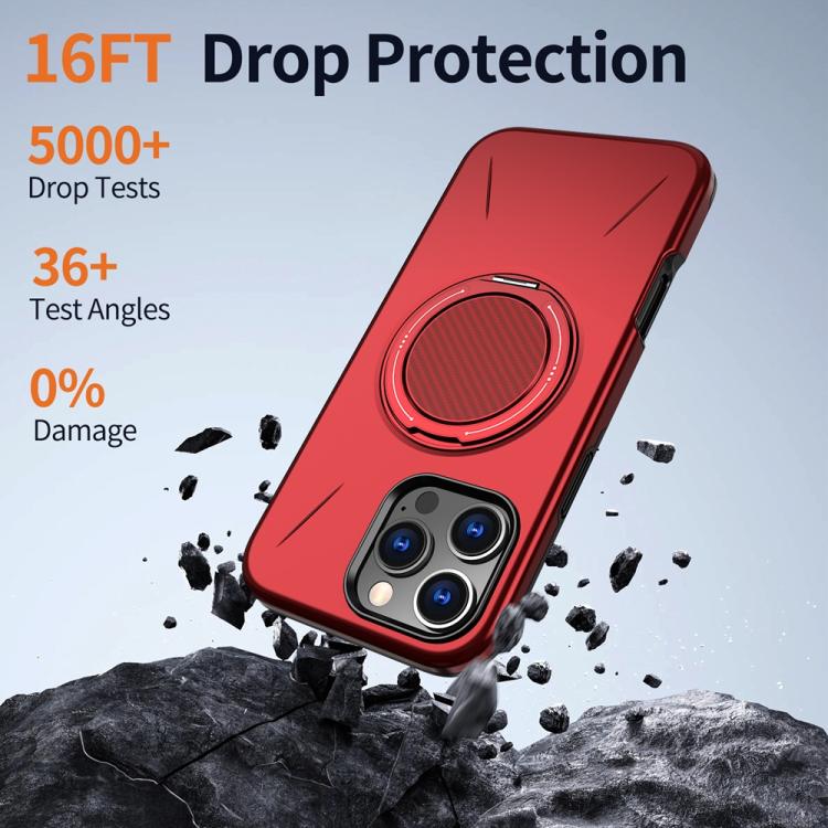 For iPhone 12 Metal Rotation Holder MagSafe TPU Hybrid PC Phone Case