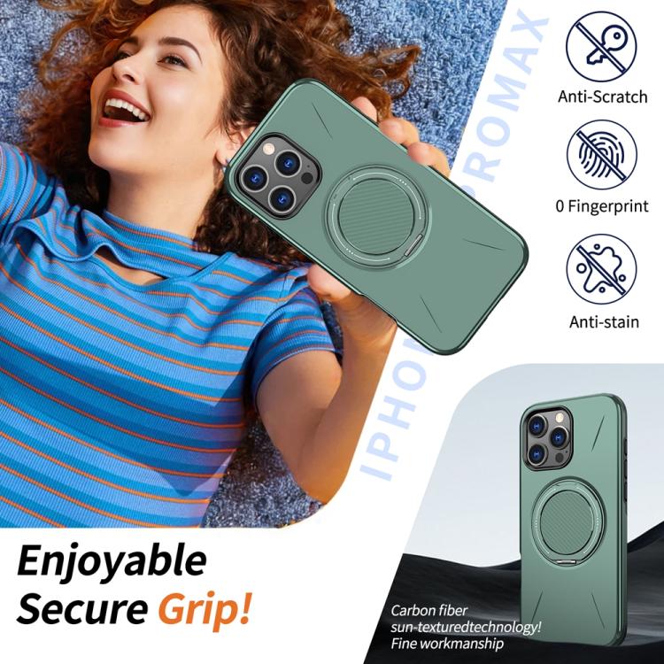For iPhone 12 Metal Rotation Holder MagSafe TPU Hybrid PC Phone Case