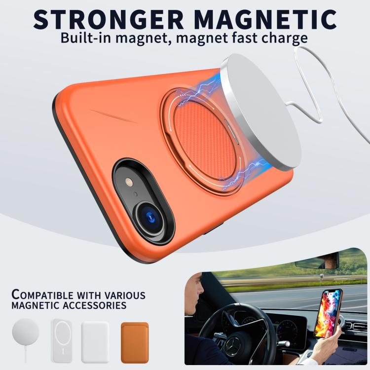 For iPhone 17e / 16e Metal Rotation Holder MagSafe TPU Hybrid PC Phone Case